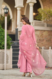 Elegant Blossom Pink Embroidered Suit Ensemble