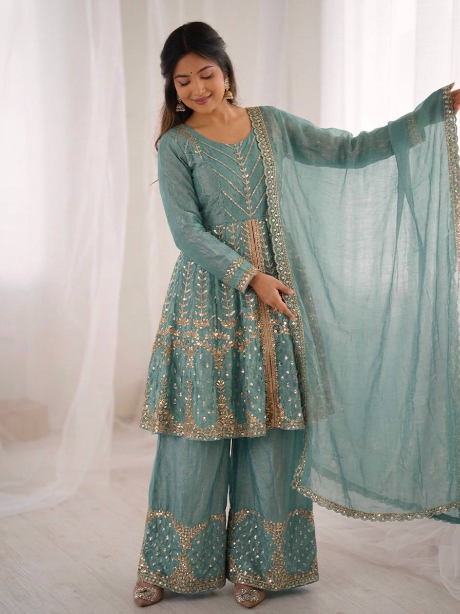 Designer Ethnic Peplum Sharara Outfit