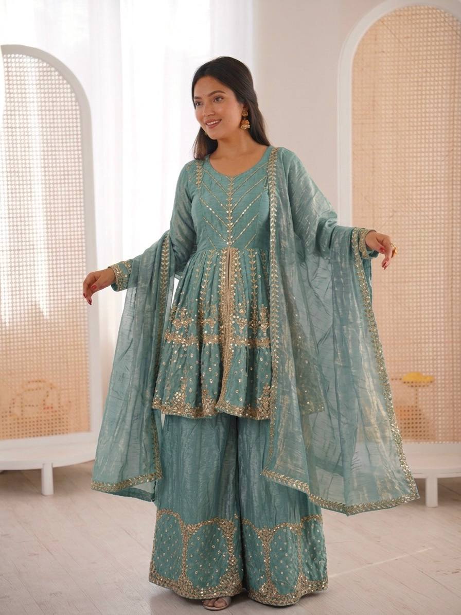 Designer Ethnic Peplum Sharara Outfit