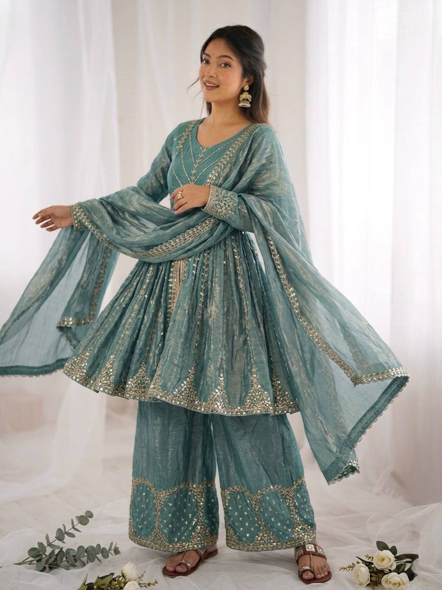 Designer Ethnic Peplum Sharara Outfit