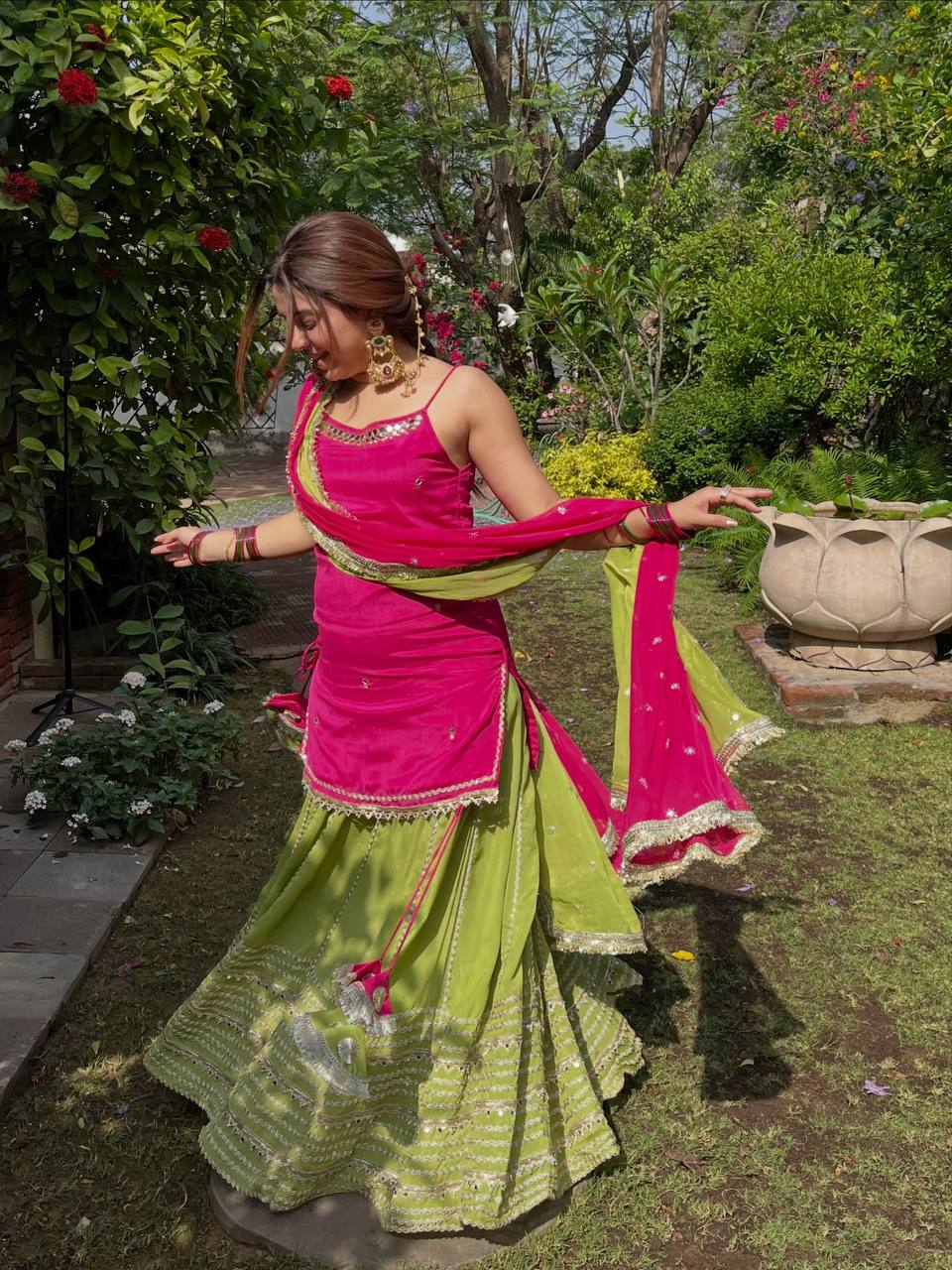 Festive Embroidered Tiered Gota Sharara Set