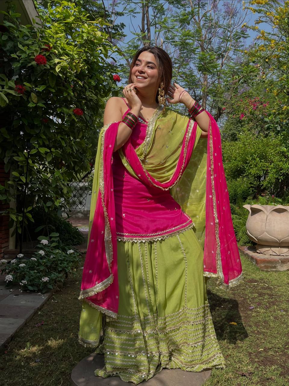 Festive Embroidered Tiered Gota Sharara Set