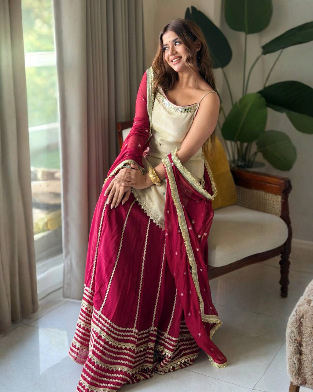 Festive Embroidered Tiered Gota Sharara Set