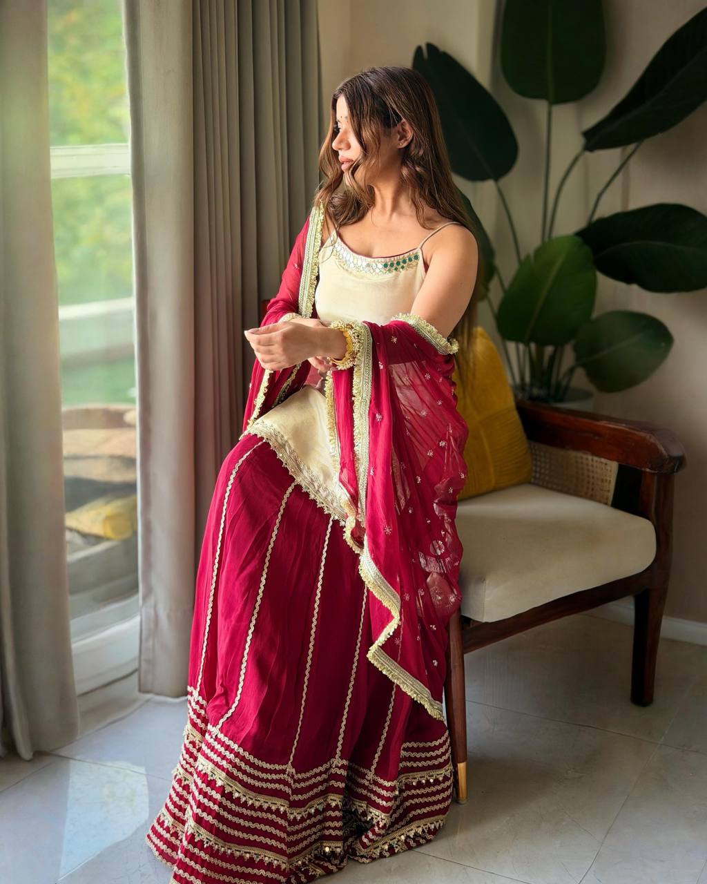 Festive Embroidered Tiered Gota Sharara Set