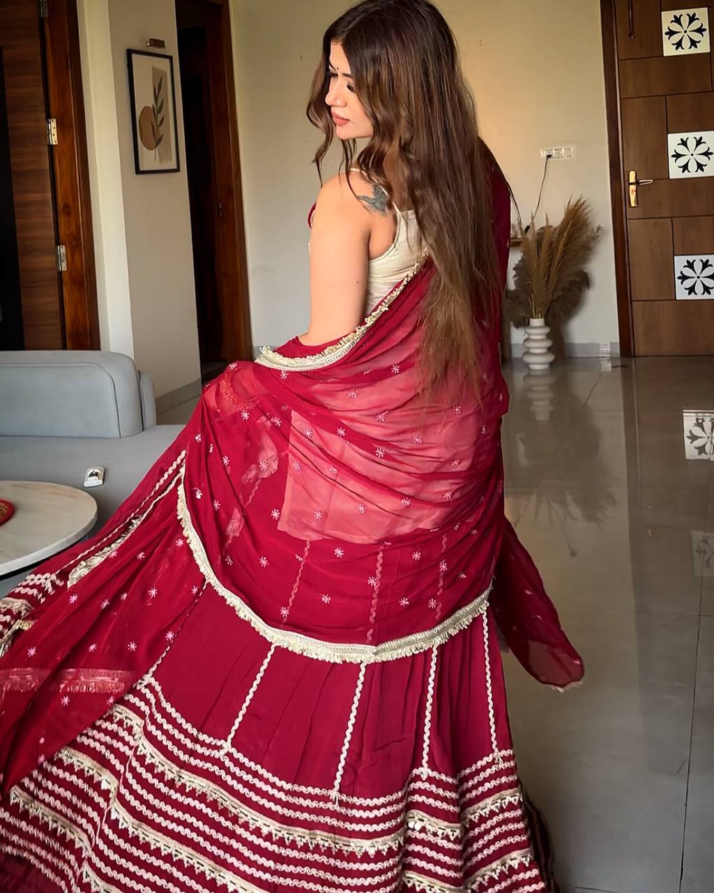 Festive Embroidered Tiered Gota Sharara Set