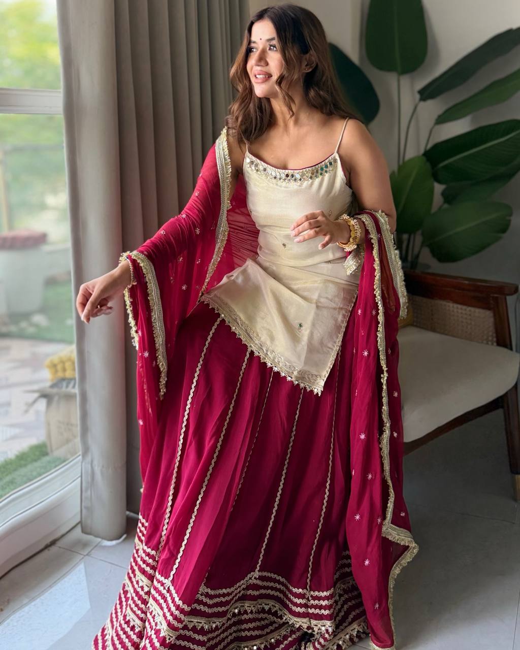 Festive Embroidered Tiered Gota Sharara Set