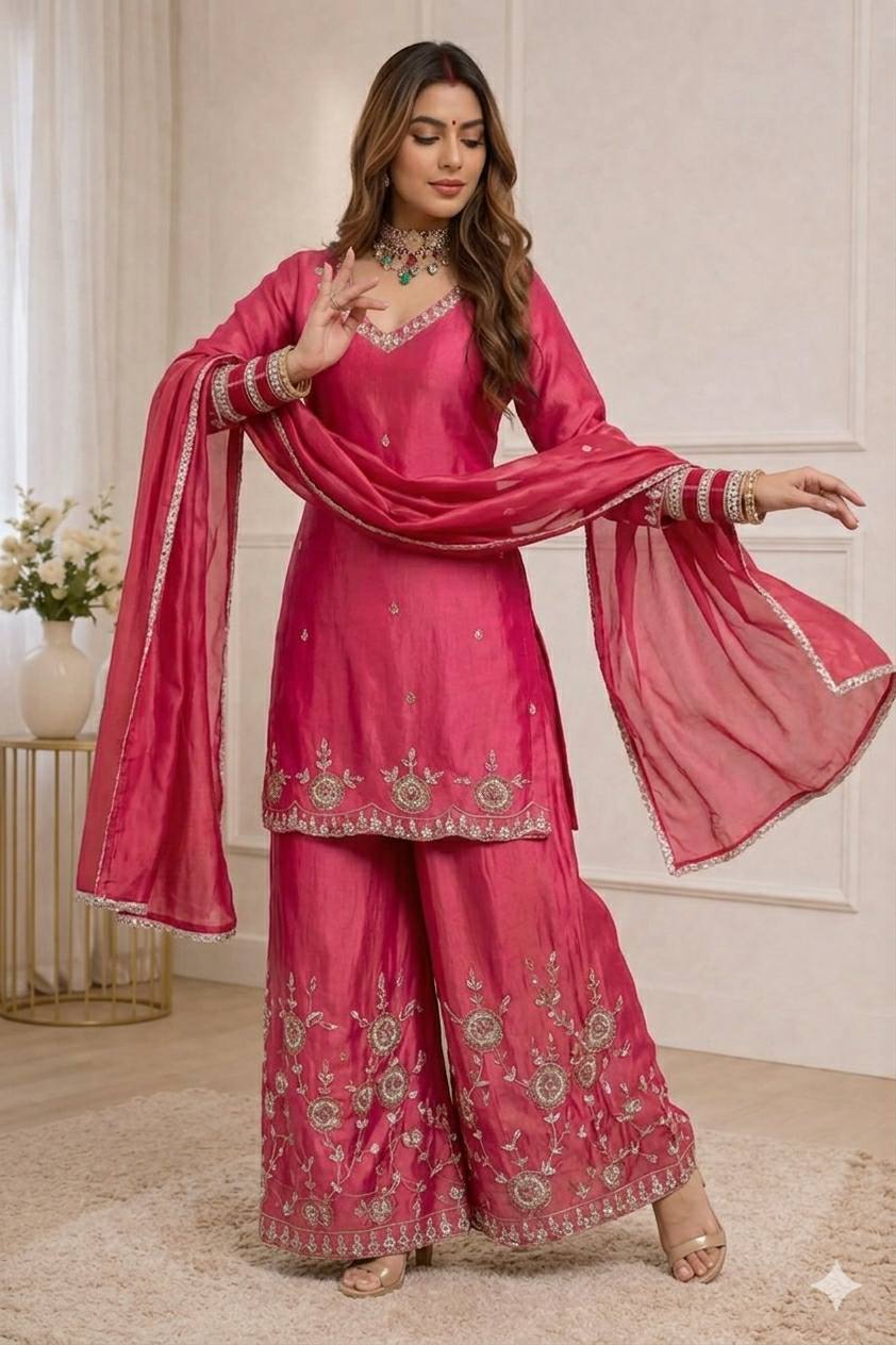 Graceful Pink Suit with Elegant Dupatta Design
