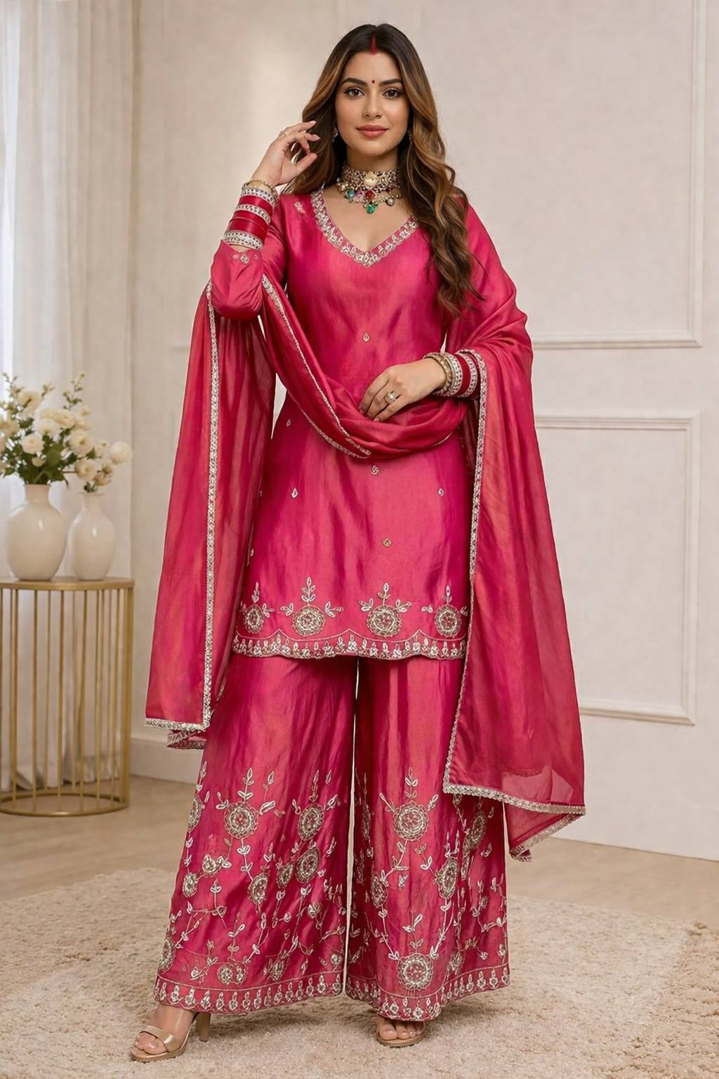 Graceful Pink Suit with Elegant Dupatta Design
