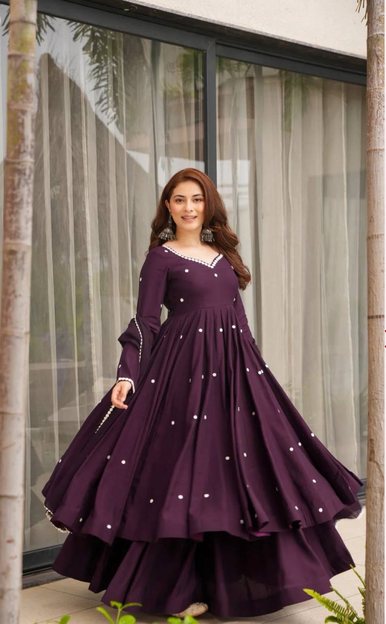 Elegant Purple Embroidered Anarkali Suit Collection