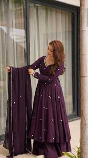 Elegant Purple Embroidered Anarkali Suit Collection