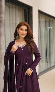 Elegant Purple Embroidered Anarkali Suit Collection
