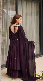 Elegant Purple Embroidered Anarkali Suit Collection