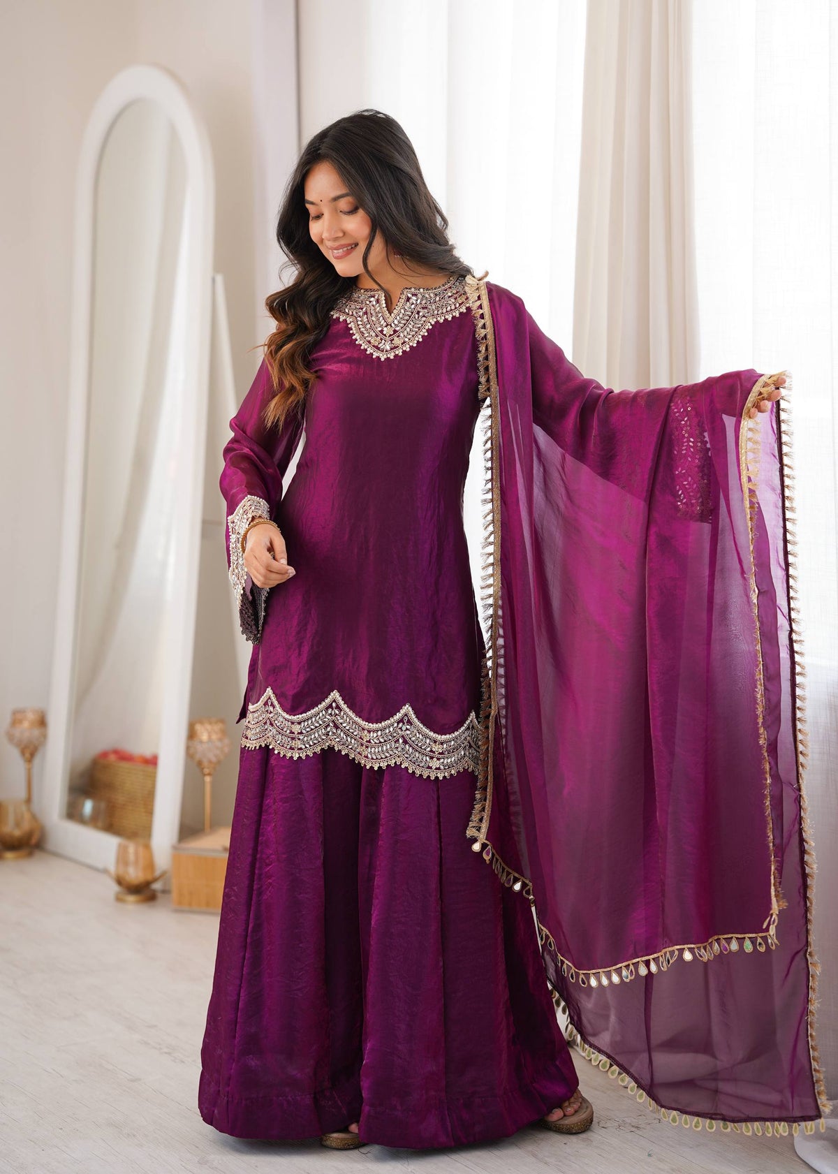 Reflections of Elegance in Wine Attire