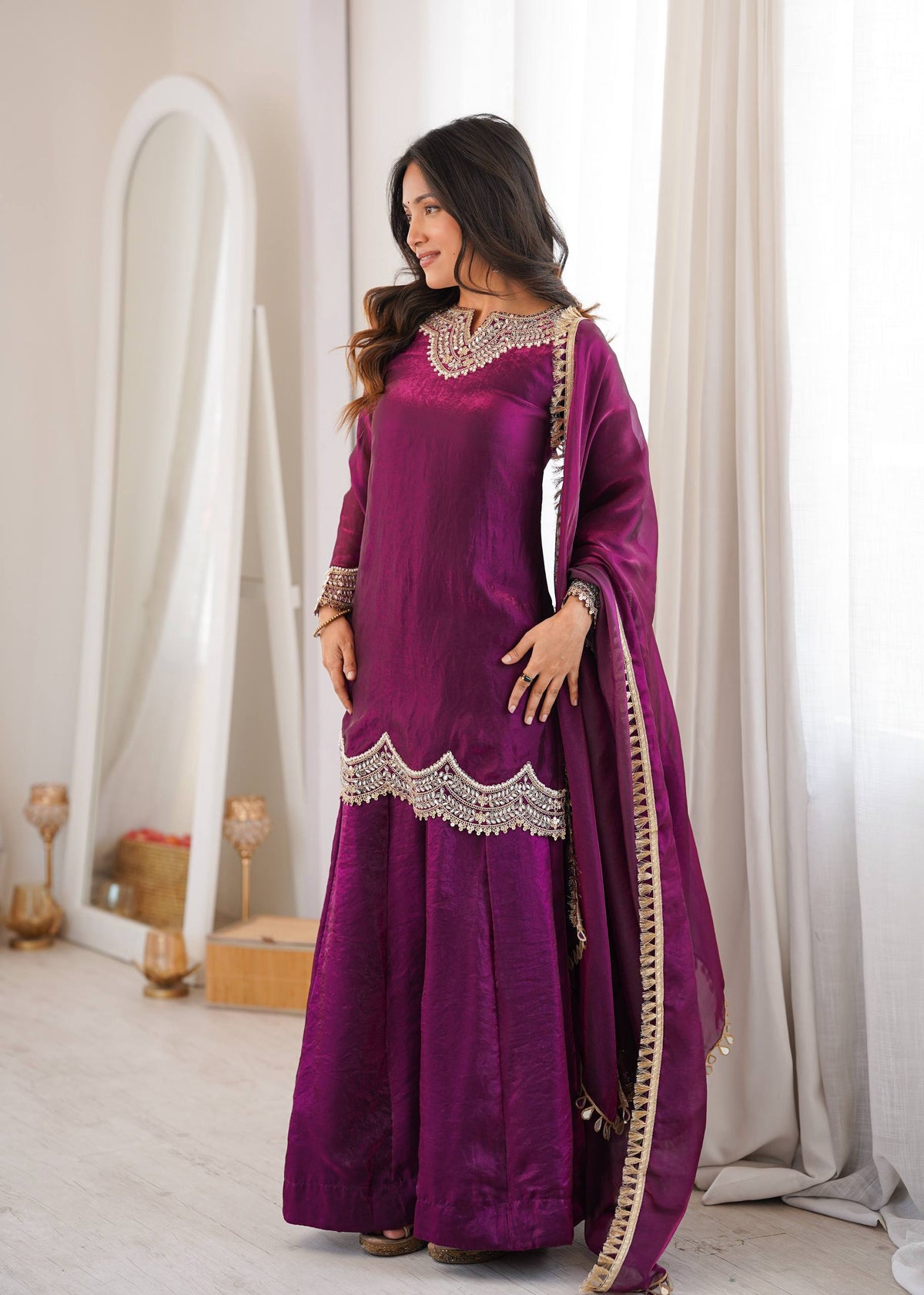 Reflections of Elegance in Wine Attire