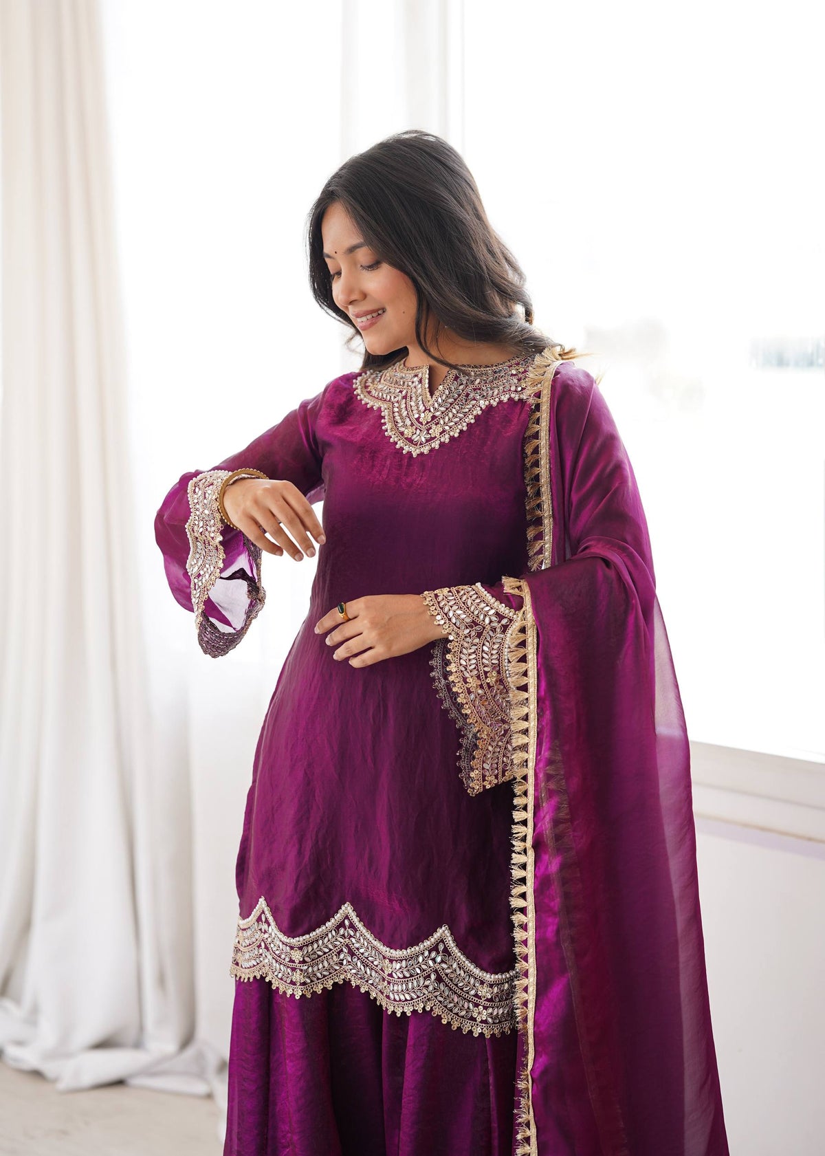 Reflections of Elegance in Wine Attire