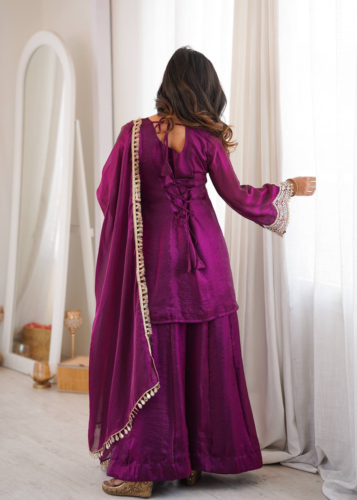 Reflections of Elegance in Wine Attire