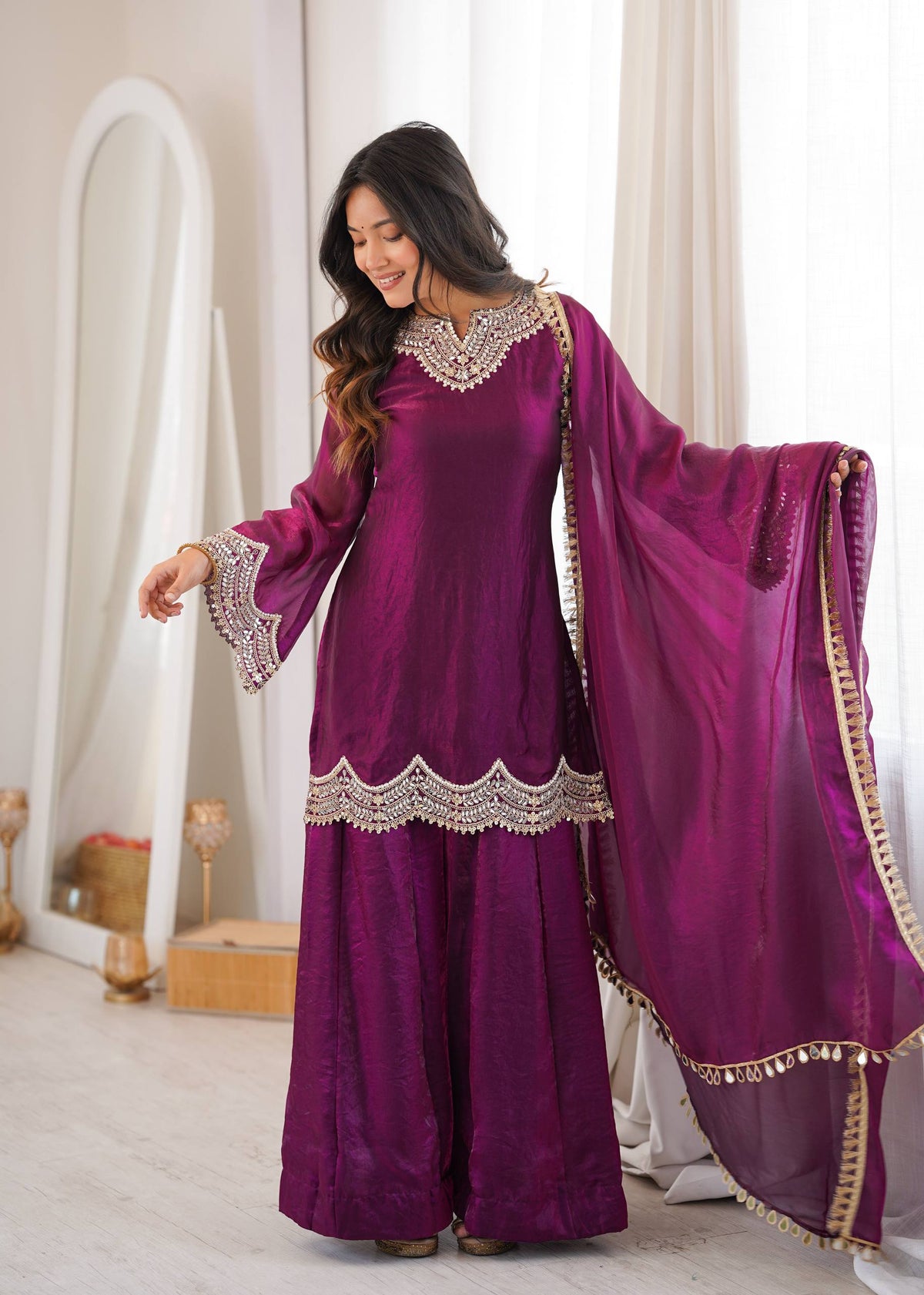 Reflections of Elegance in Wine Attire
