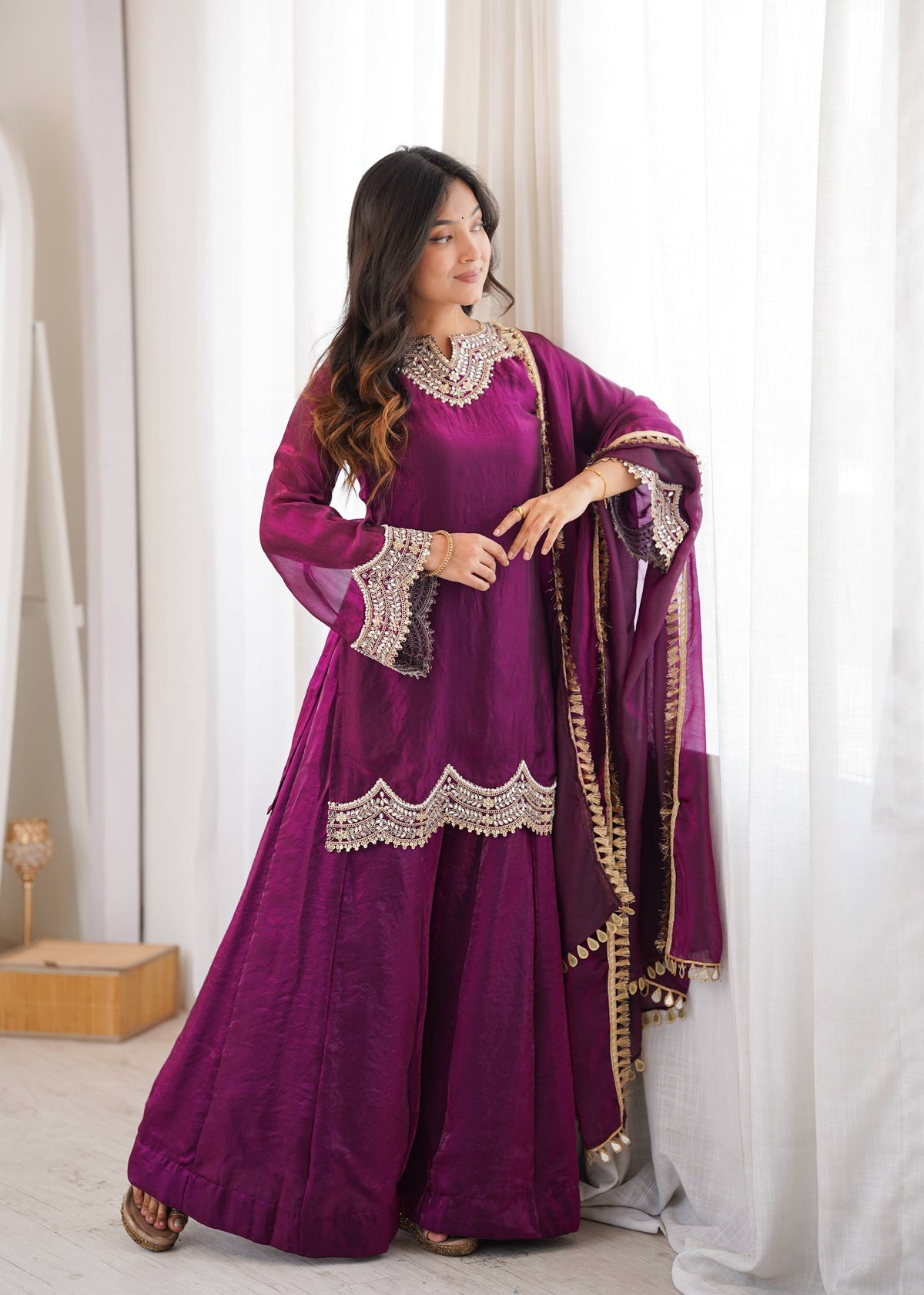 Reflections of Elegance in Wine Attire