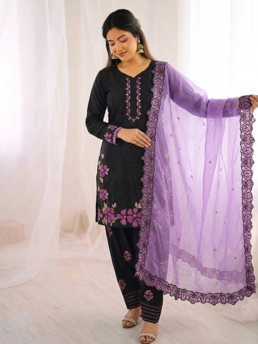 Lavish Heritage Embroidered Suit Set