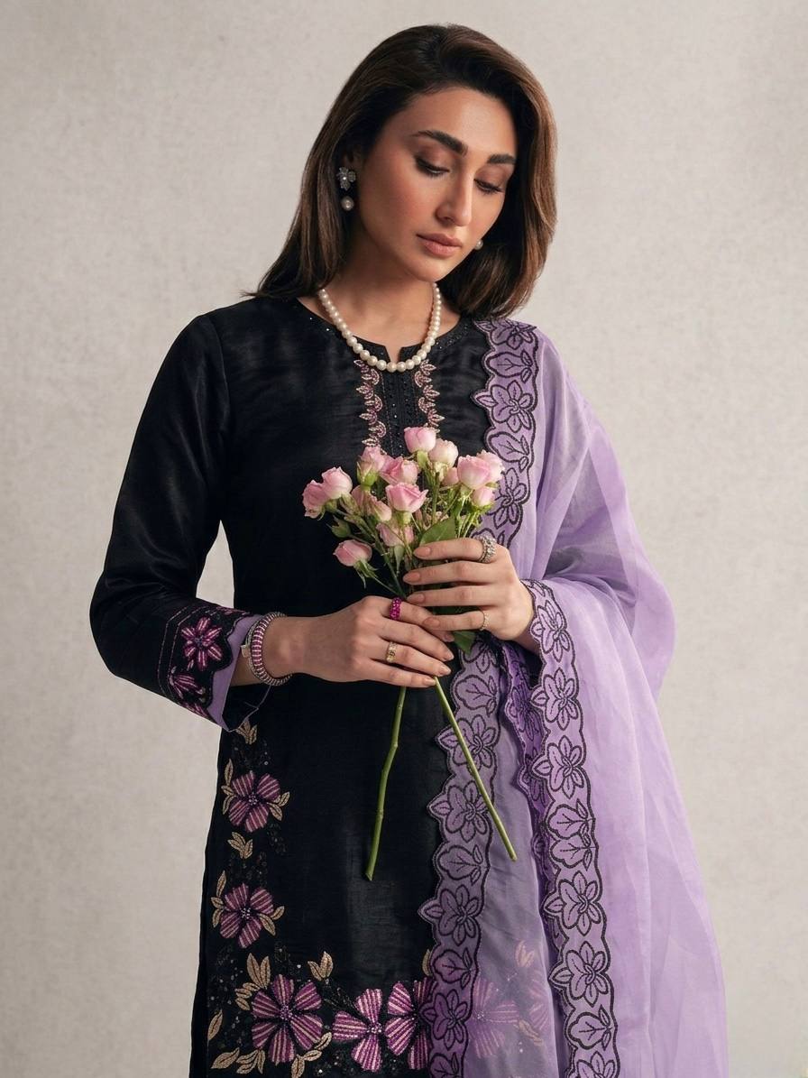 Lavish Heritage Embroidered Suit Set