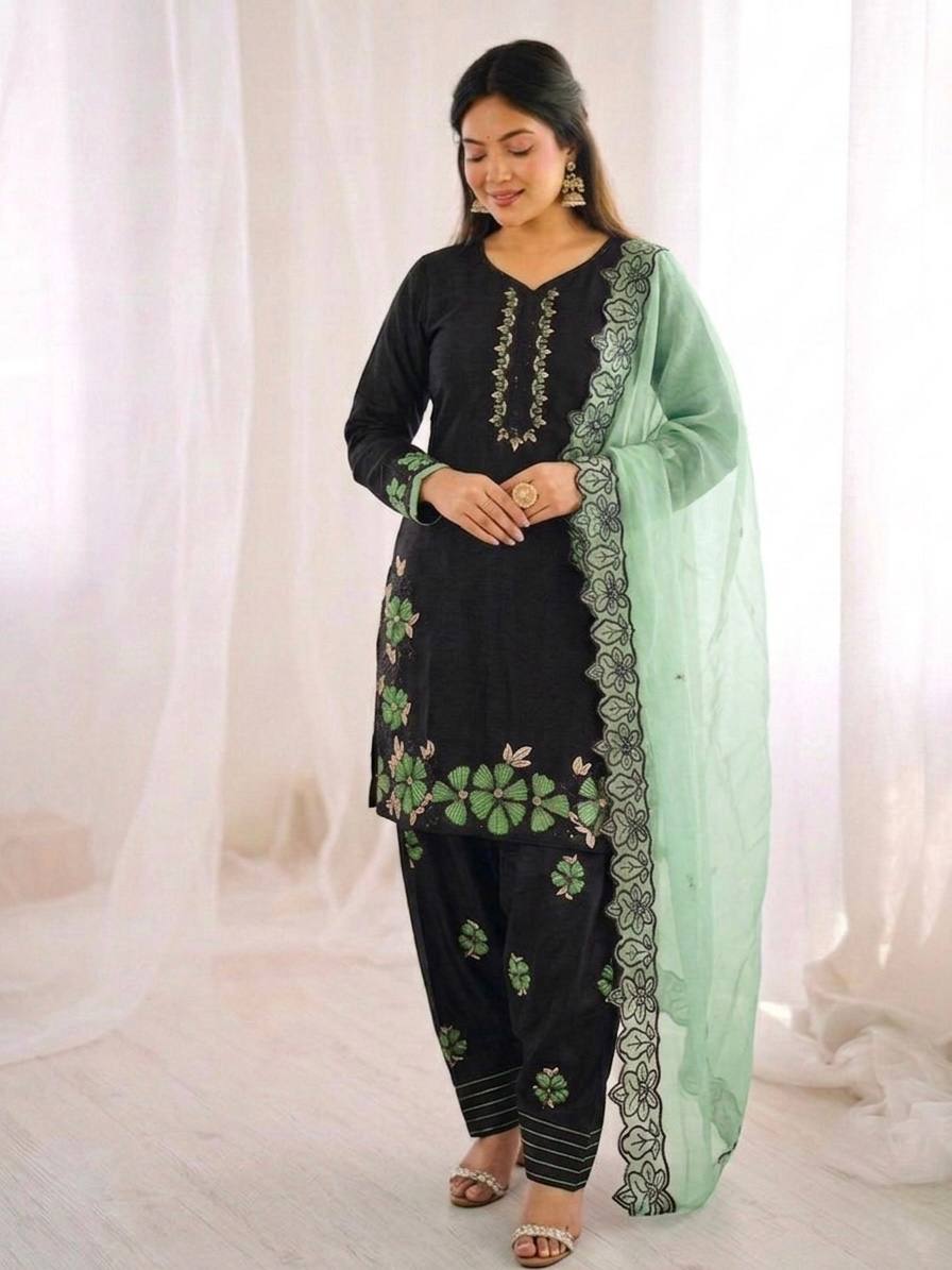 Lavish Heritage Embroidered Suit Set