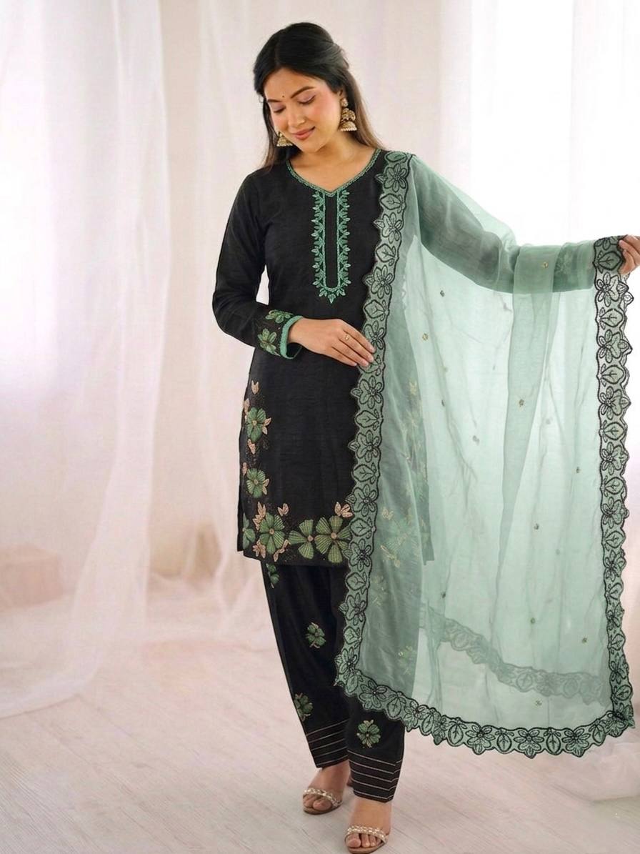 Lavish Heritage Embroidered Suit Set