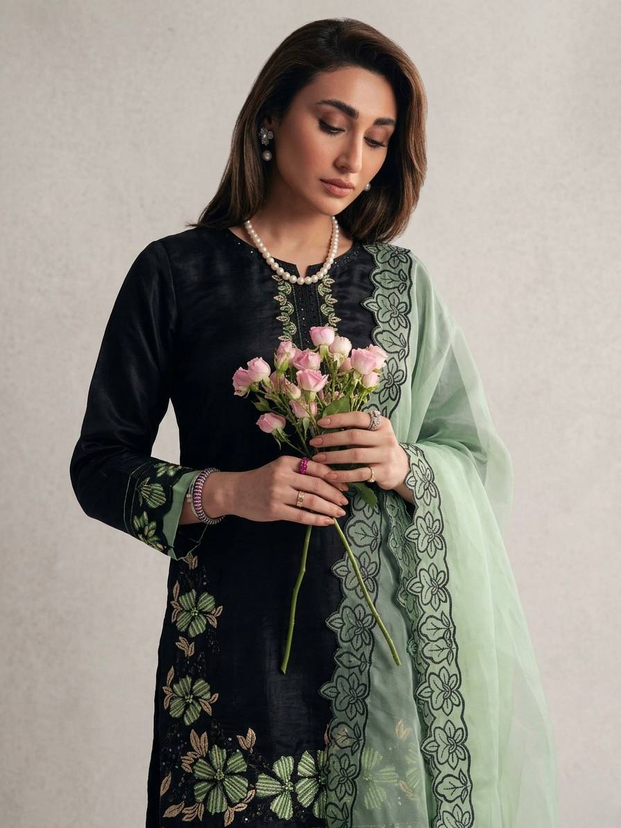 Lavish Heritage Embroidered Suit Set