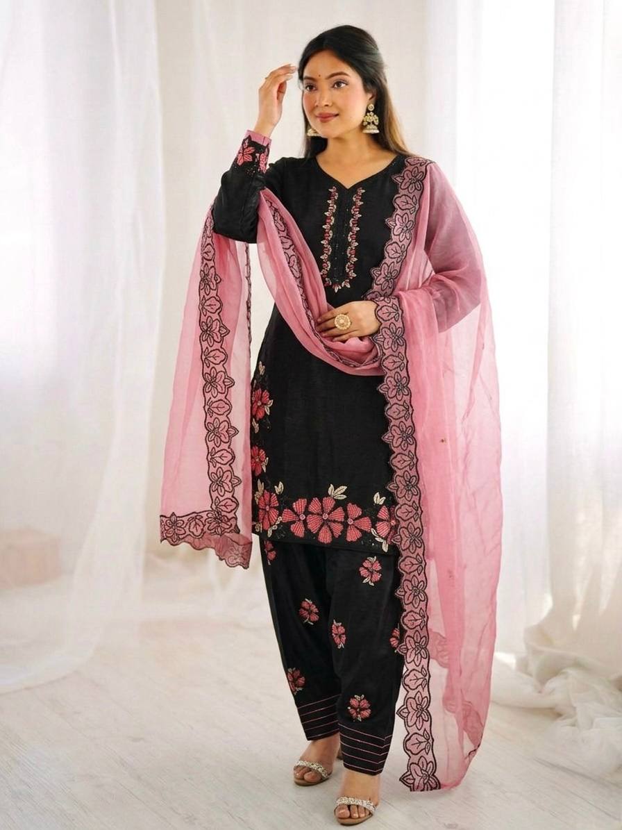 Lavish Heritage Embroidered Suit Set