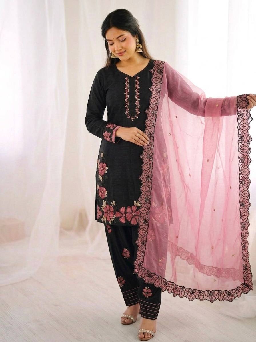 Lavish Heritage Embroidered Suit Set