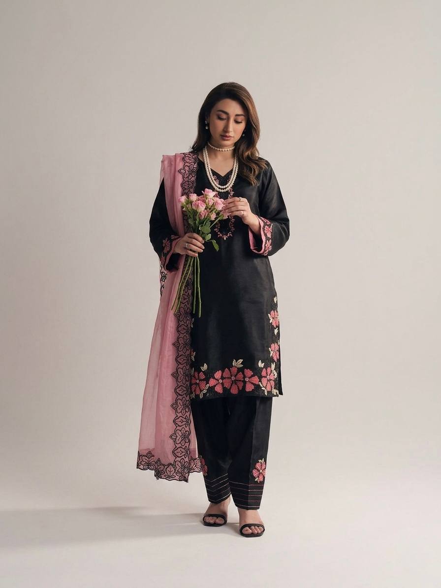 Lavish Heritage Embroidered Suit Set