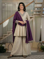 Vibrant Elegance The Purple and Beige Look