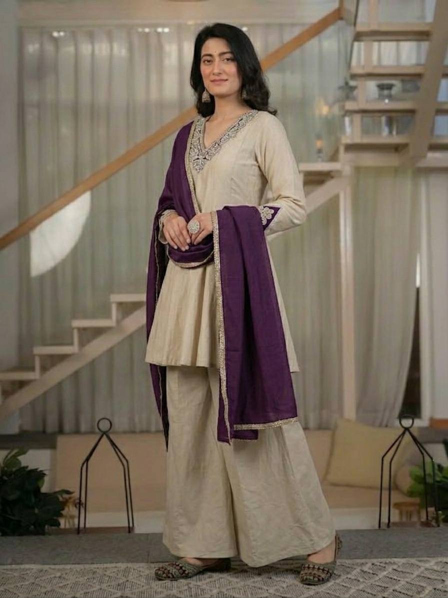 Vibrant Elegance The Purple and Beige Look