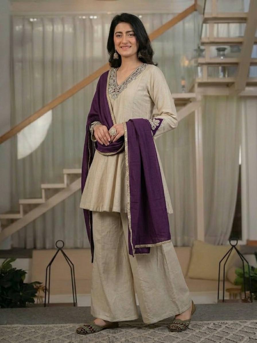 Vibrant Elegance The Purple and Beige Look