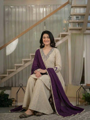 Vibrant Elegance The Purple and Beige Look