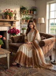 Chic Harmony White and Brown Fashion Ensemble