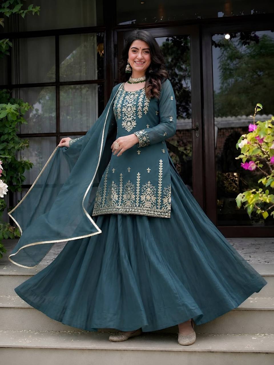Luxurious Georgette Lehenga with Detailed Embroidery