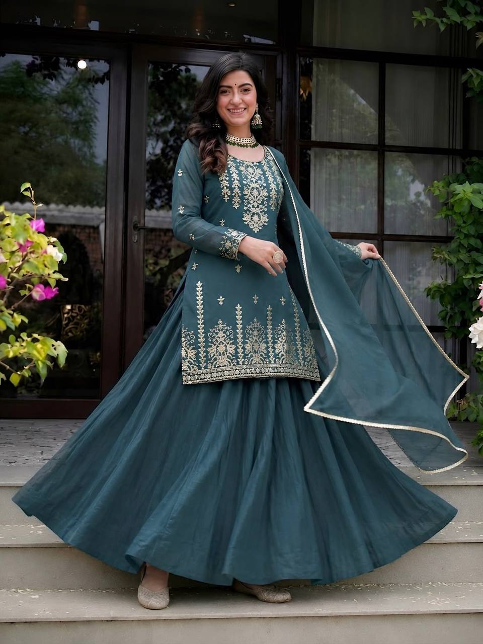 Luxurious Georgette Lehenga with Detailed Embroidery