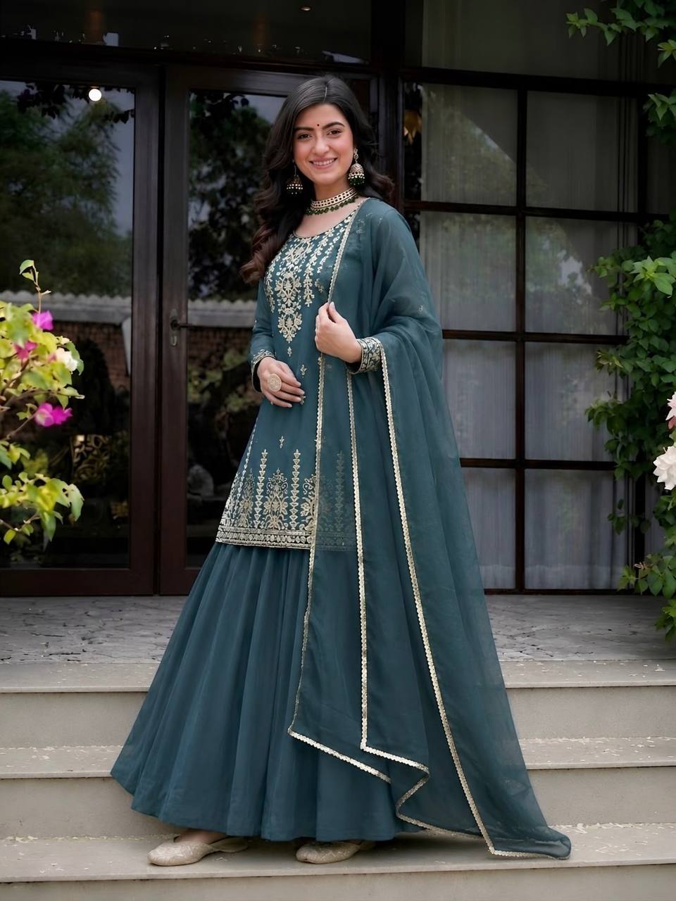 Luxurious Georgette Lehenga with Detailed Embroidery