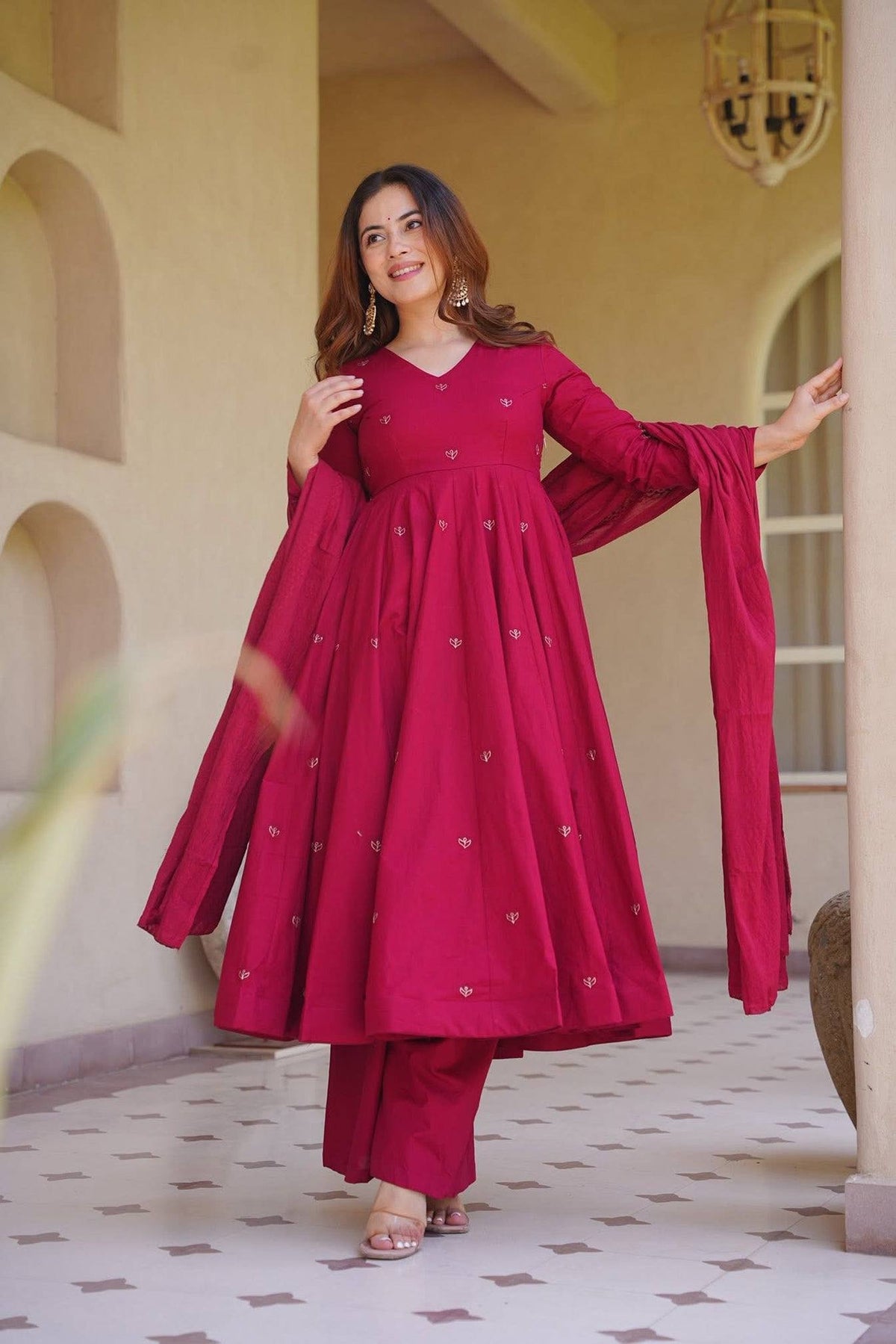 Elegant Traditional Anarkali Suit With Dupatta
