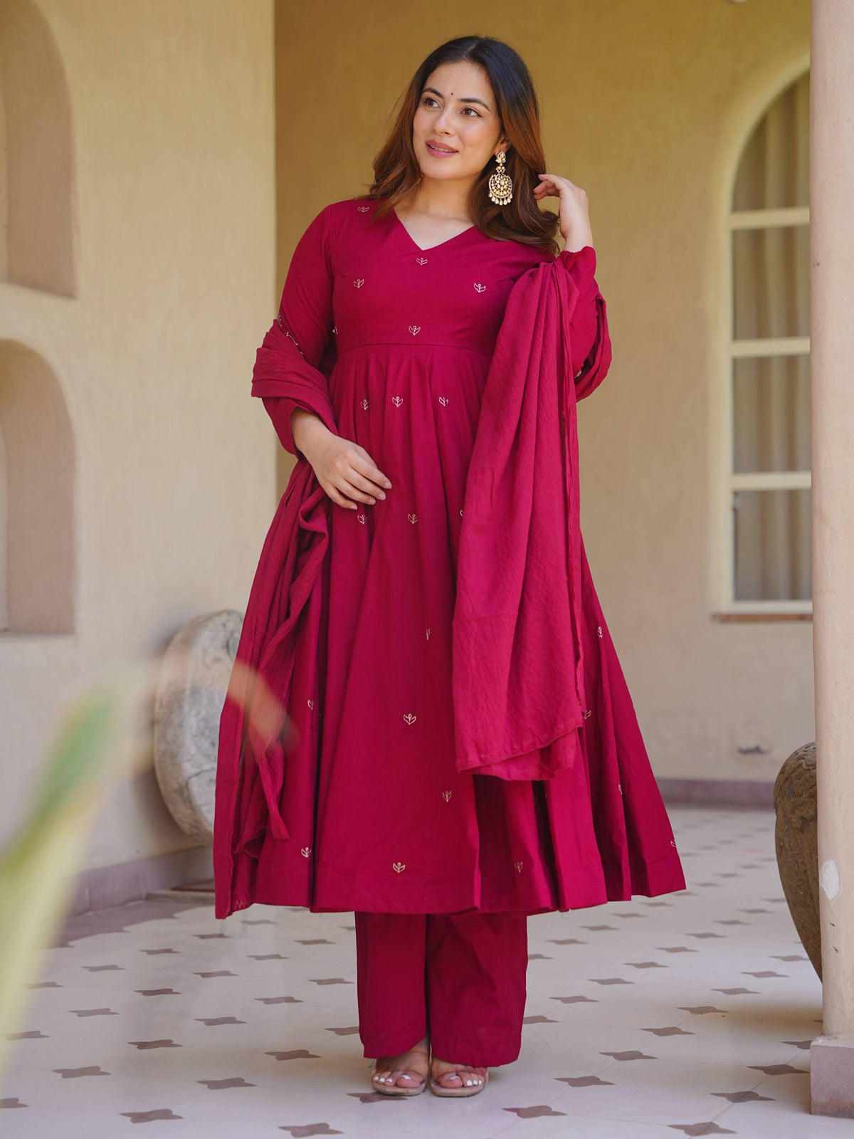 Elegant Traditional Anarkali Suit With Dupatta