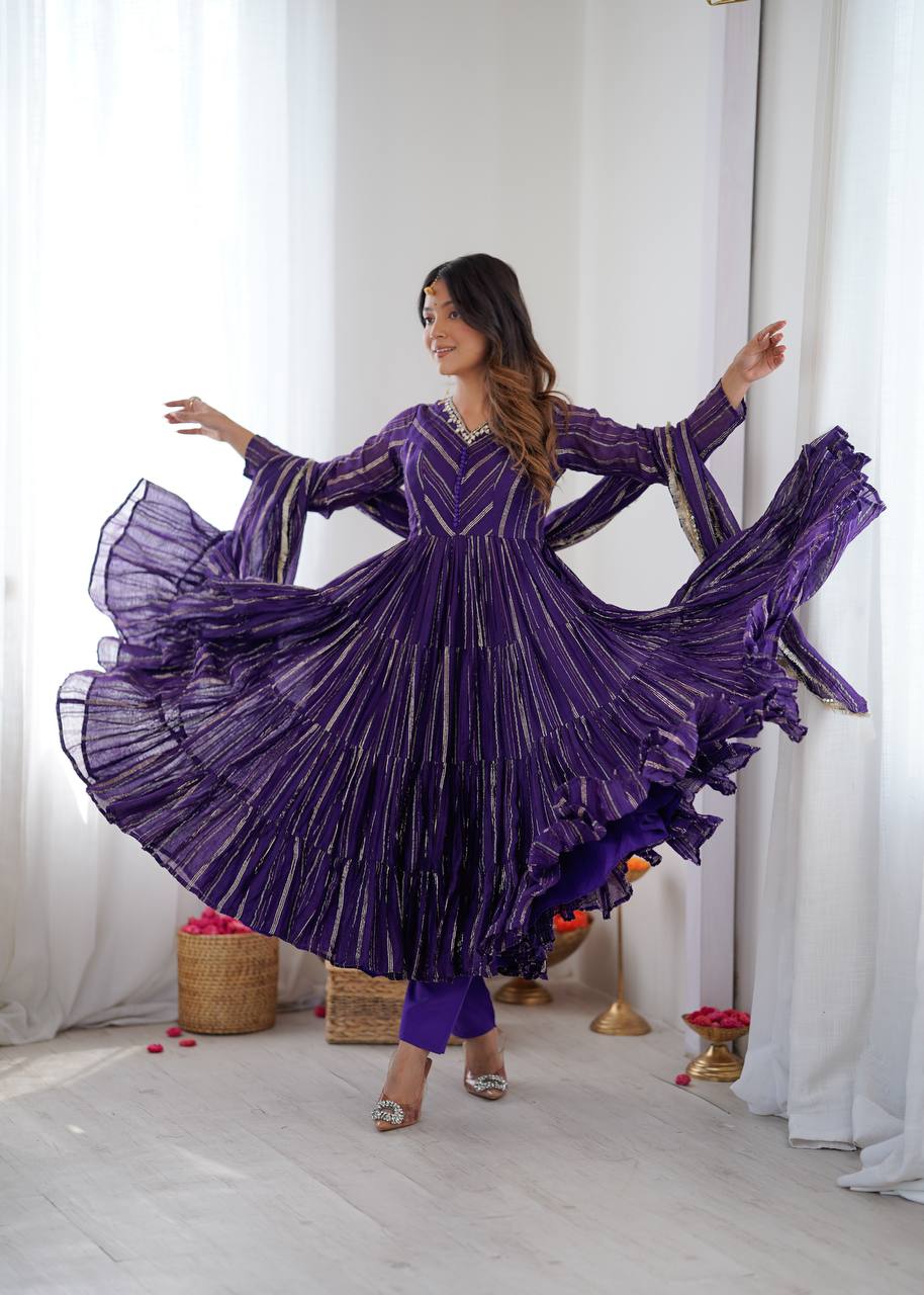 Elegant Tiered Gota Work Anarkali Suit