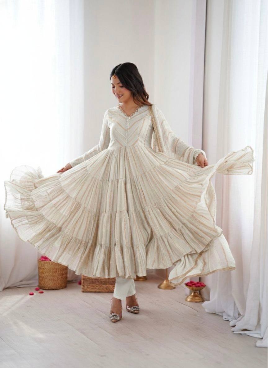 Elegant Tiered Gota Work Anarkali Suit