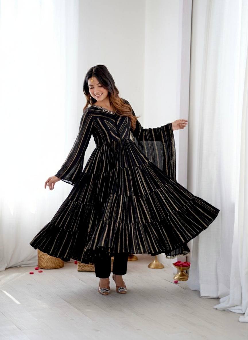 Elegant Tiered Gota Work Anarkali Suit