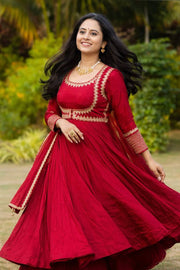 Radiant Elegance in a Red Ensemble