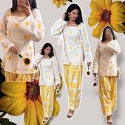 Sunshine Bloom Printed Kurta Set With Farshi Salwar Elegance