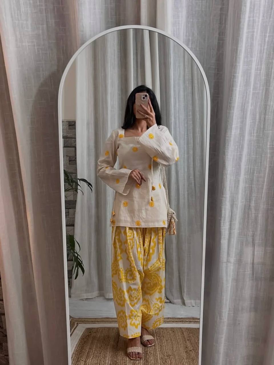 Sunshine Bloom Printed Kurta Set With Farshi Salwar Elegance