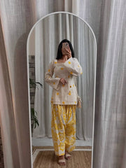 Sunshine Bloom Printed Kurta Set With Farshi Salwar Elegance