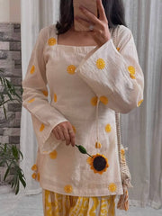 Sunshine Bloom Printed Kurta Set With Farshi Salwar Elegance