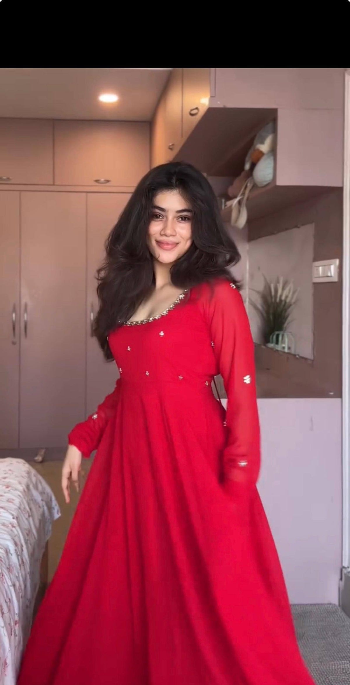 Elegant Red Embroidered Anarkali Suit Set