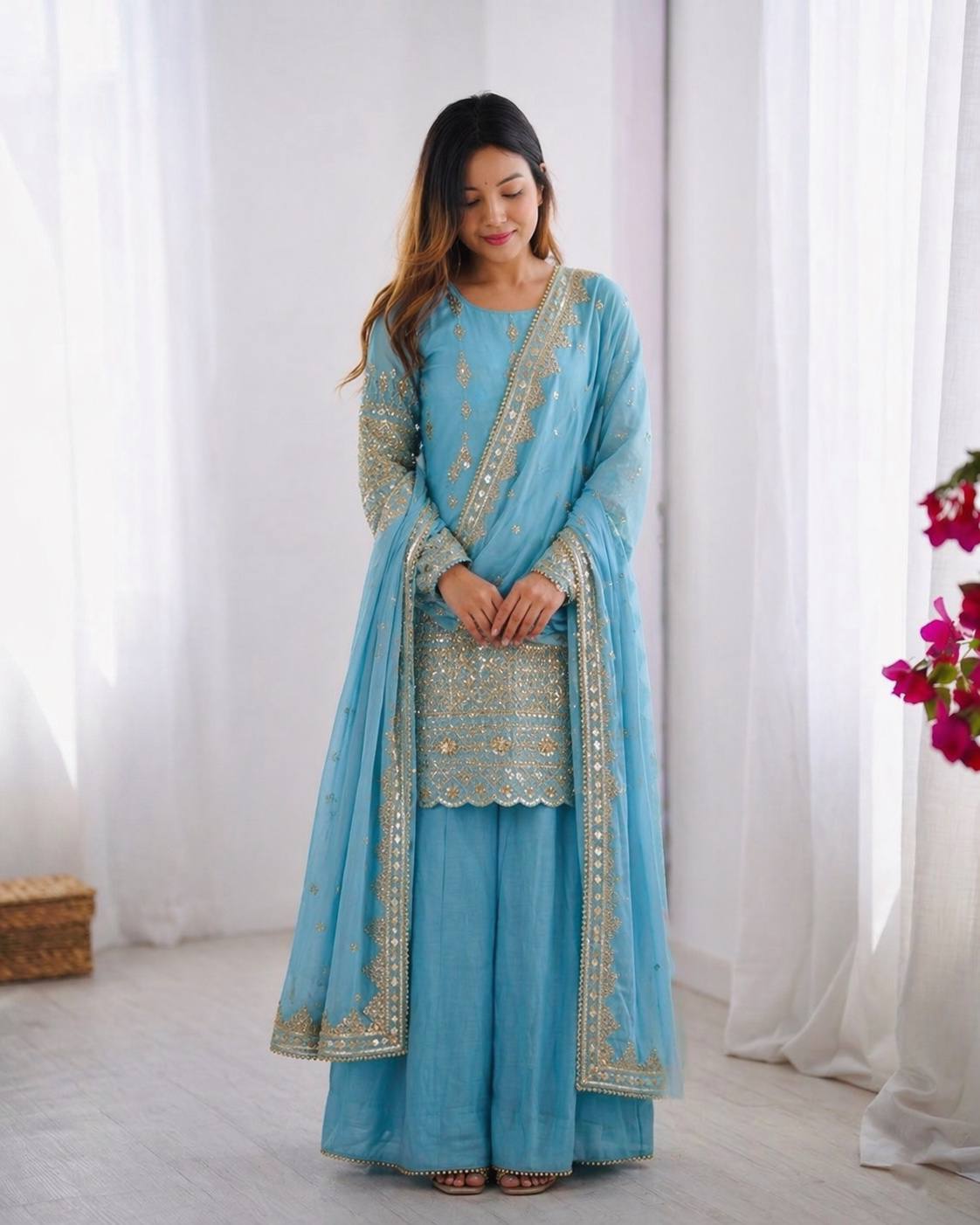 Radiant Blue Embroidered Elegance for Every Occasion